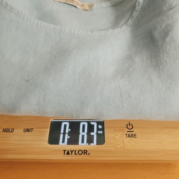 Valentina Naldi Shirt 1X Light Blue Linen Tunic Blouse Lace Trim Asymmetrical - Picture 10 of 10